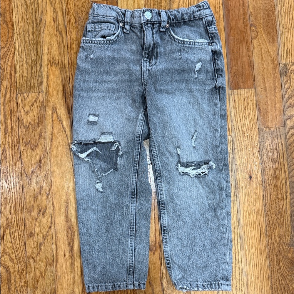 Kids Zara  Distressed Gray Jeans - Casual Ripped Denim